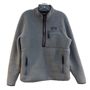 Patagonia Gray Sherpa Quarter Zip Logo Outdoor Casual Pullover Women's Medium